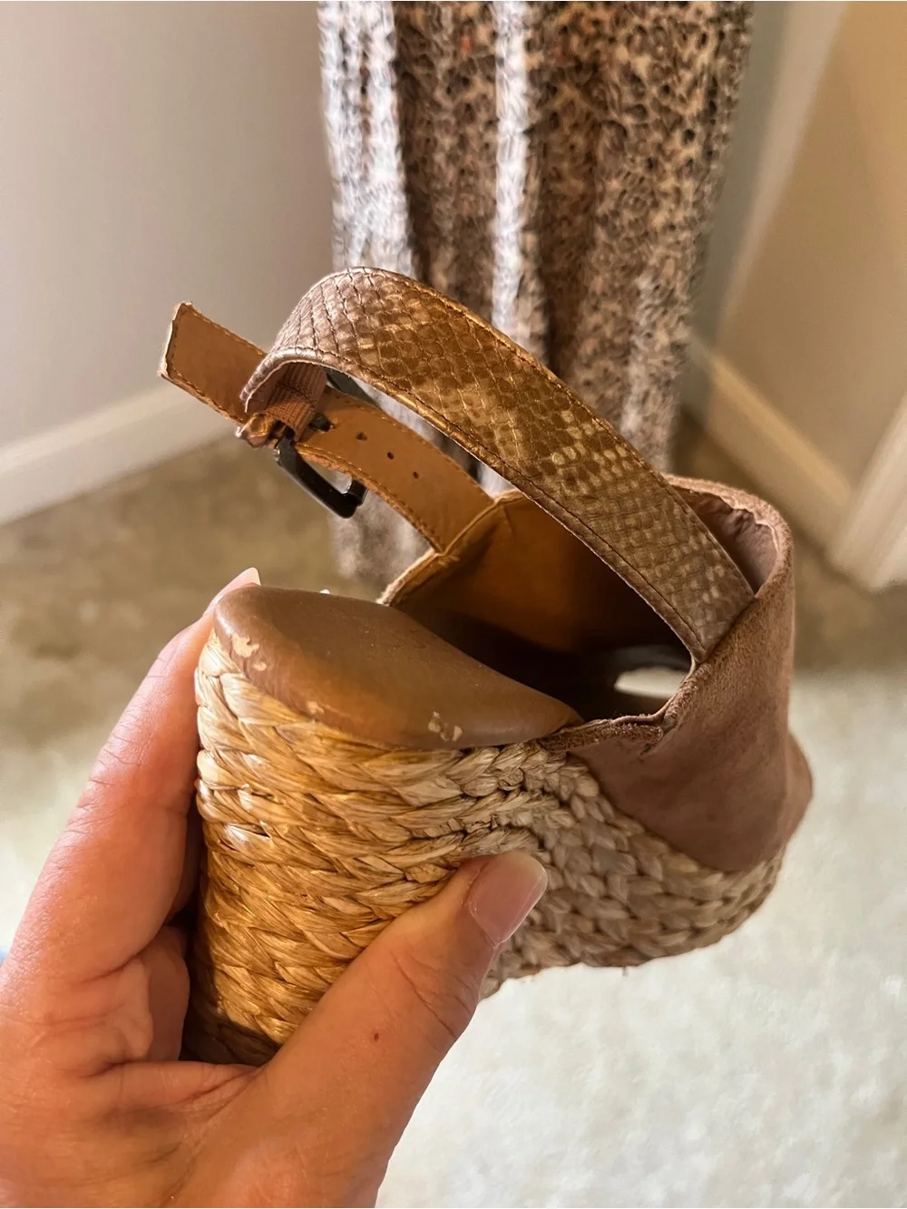 Coconuts by Matisse Suede Open-Toe Slingback Wedge in Camel Brown